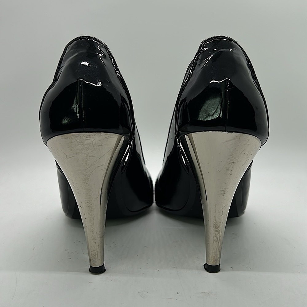 Linea Paolo Sexy Black/Silver Peep Toe Stiletto Heels Shoes **Size 6.5**🔥🔥 - Picture 5 of 9